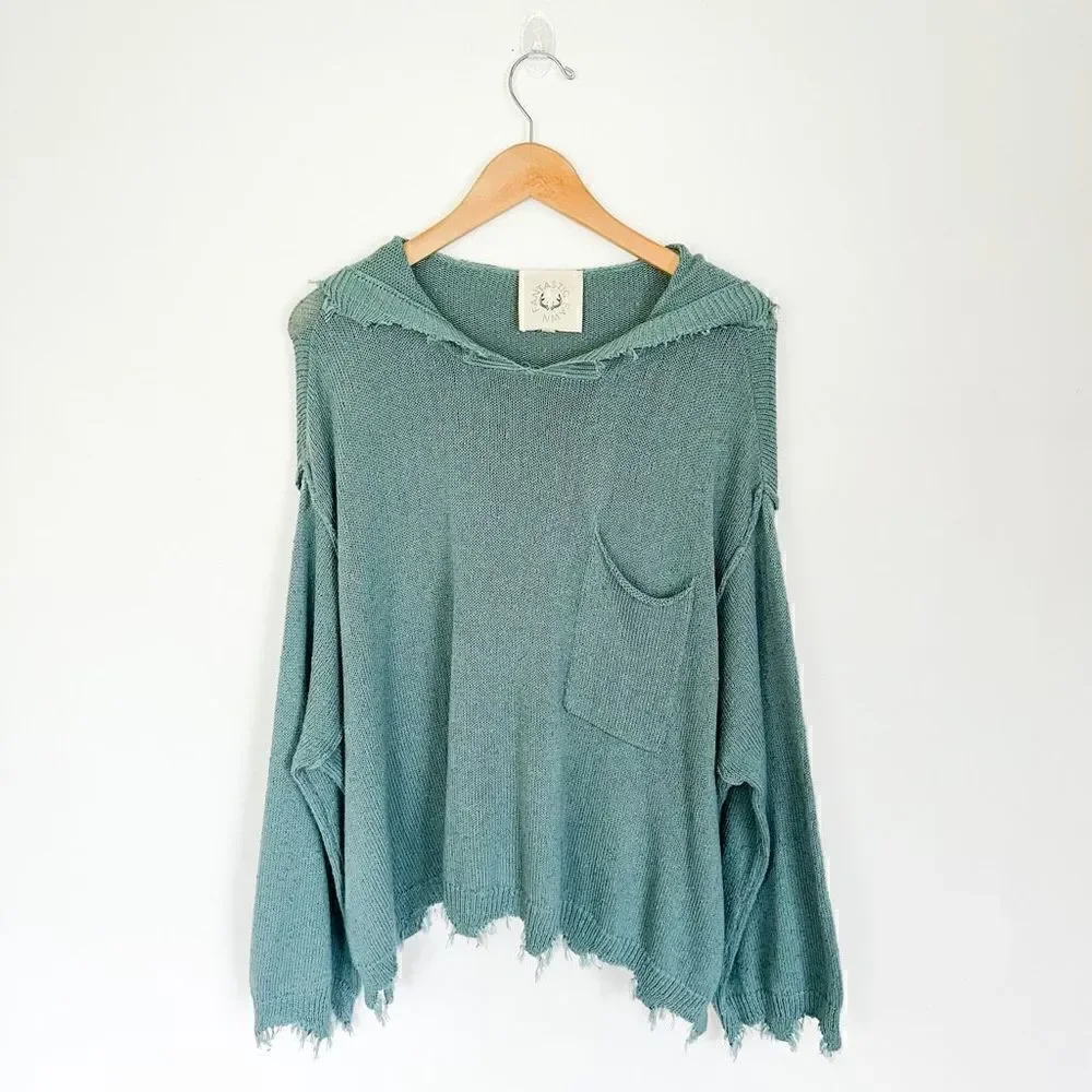 Fantastic Fawn Oversized Chewed Hem Hooded Sweater